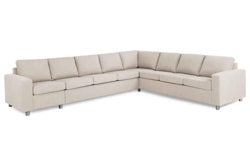 Crazy 7-seters Vendbar L-formet XX-Large Hjørnesofa i Stoff - Beige - Møbler - Sofaer - Hjørnesofaer