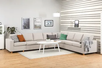 Crazy 7-seters Vendbar L-formet XX-Large Hjørnesofa i Stoff - Beige - Møbler - Sofaer - Hjørnesofaer