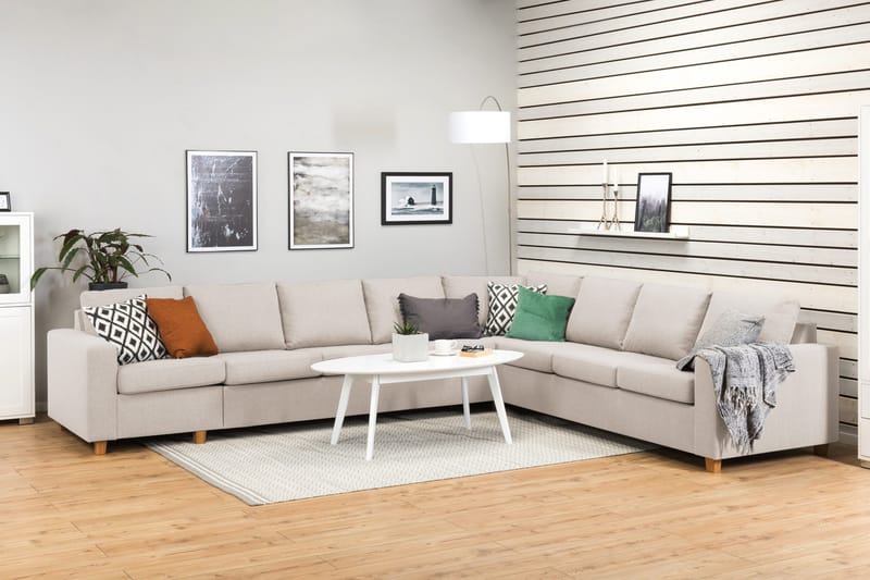 Crazy 7-seters Vendbar L-formet XX-Large Hjørnesofa i Stoff - Beige - Møbler - Sofaer - Hjørnesofaer