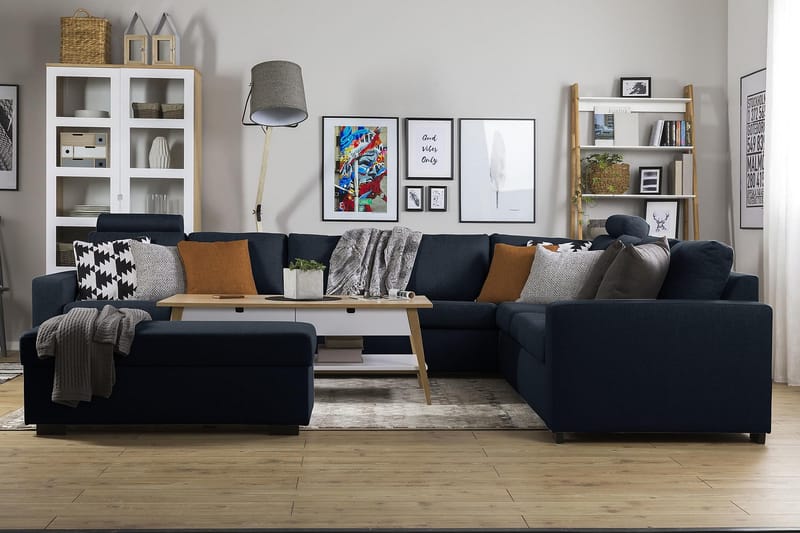 Crazy 7-seters Vendbar L-formet XX-Large Hjørnesofa i Stoff - Blå - Møbler - Sofaer - Hjørnesofaer