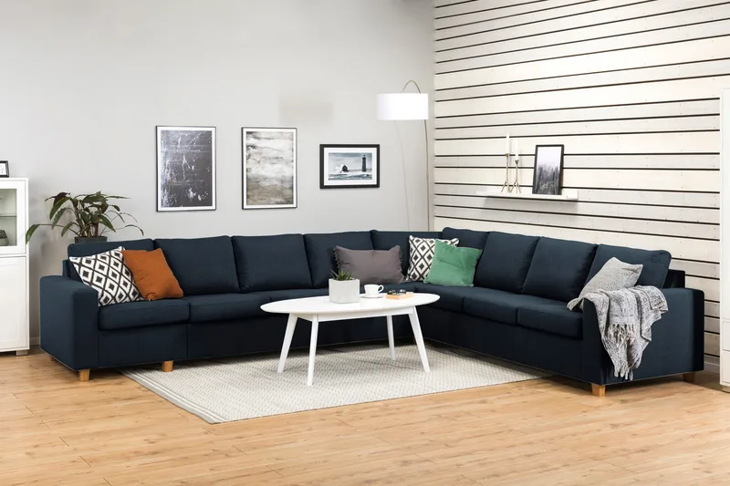 Crazy 7-seters Vendbar L-formet XX-Large Hjørnesofa i Stoff - Blå - Møbler - Sofaer - Hjørnesofaer