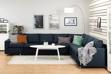 Crazy 7-seters Vendbar L-formet XX-Large Hjørnesofa i Stoff - Blå - Møbler - Sofaer - Hjørnesofaer