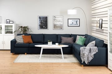 Crazy 7-seters Vendbar L-formet XX-Large Hjørnesofa i Stoff - Blå - Møbler - Sofaer - Hjørnesofaer