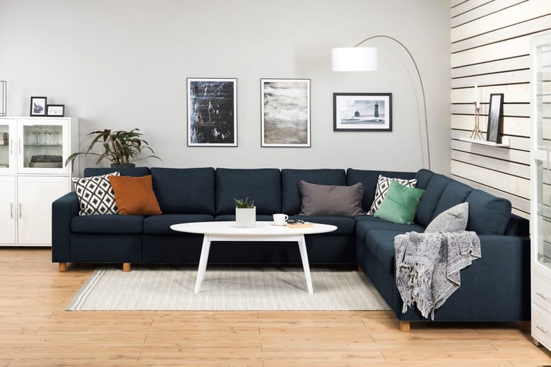 Crazy 7-seters Vendbar L-formet XX-Large Hjørnesofa i Stoff - Blå - Møbler - Sofaer - Hjørnesofaer