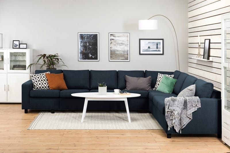 Crazy 7-seters Vendbar L-formet XX-Large Hjørnesofa i Stoff - Blå - Møbler - Sofaer - Hjørnesofaer