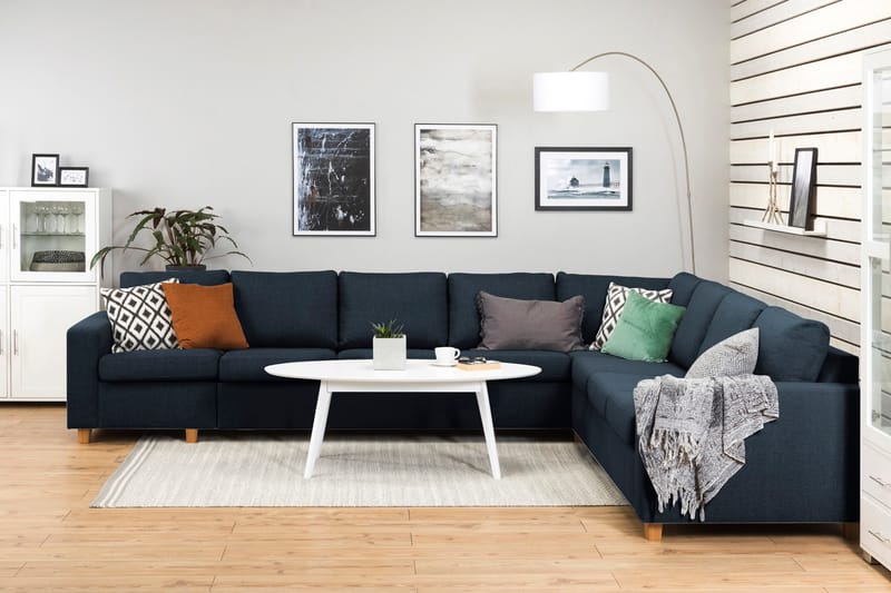 Crazy 7-seters Vendbar L-formet XX-Large Hjørnesofa i Stoff - Blå - Møbler - Sofaer - Hjørnesofaer