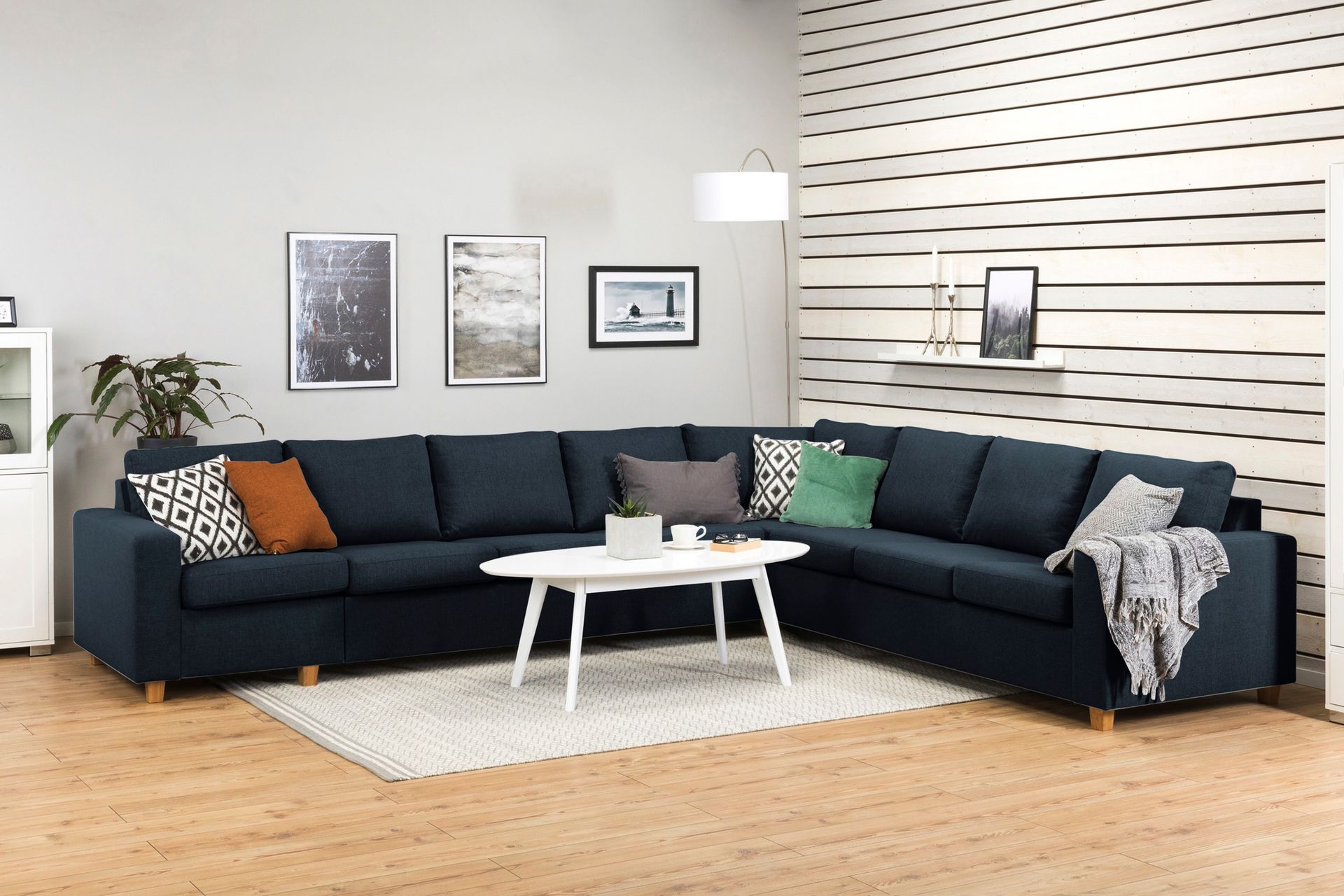 Crazy 7-seters Vendbar L-formet XX-Large Hjørnesofa i Stoff - Blå - Møbler - Sofaer - Hjørnesofaer