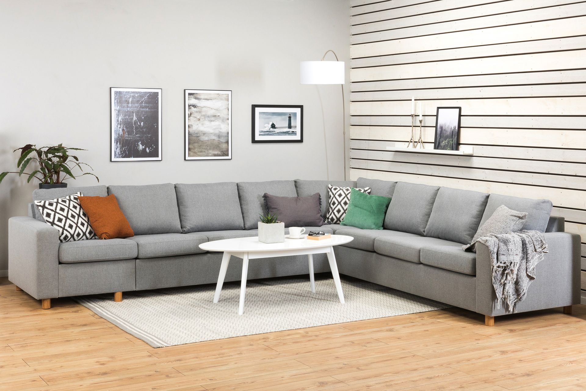 Crazy 7-seters Vendbar L-formet XX-Large Hjørnesofa i Stoff - Grå - Møbler - Sofaer - Hjørnesofaer