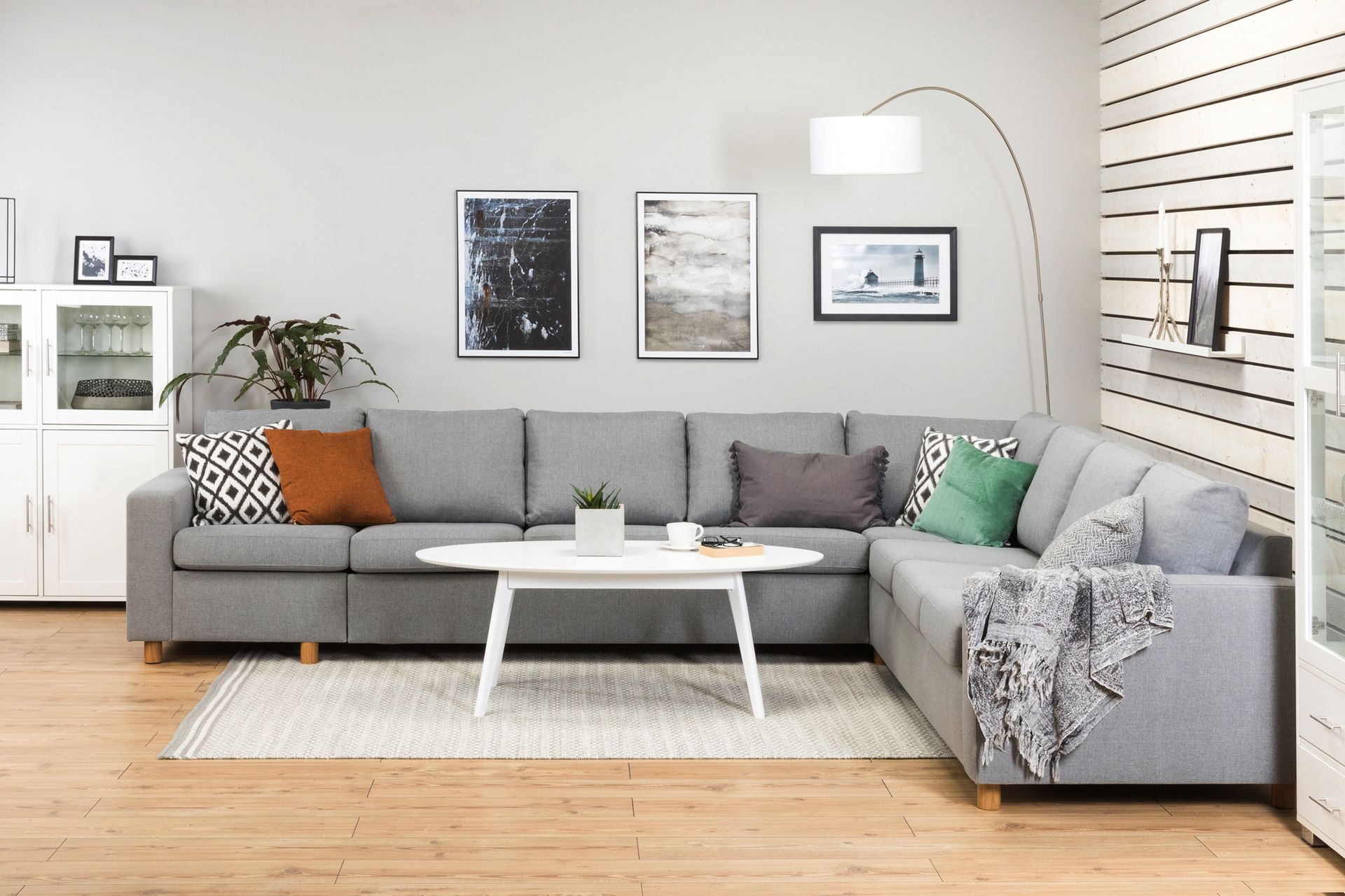 Crazy 7-seters Vendbar L-formet XX-Large Hjørnesofa i Stoff - Grå - Møbler - Sofaer - Hjørnesofaer