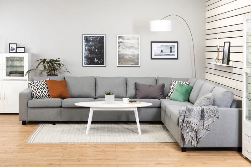 Crazy 7-seters Vendbar L-formet XX-Large Hjørnesofa i Stoff - Grå - Møbler - Sofaer - Hjørnesofaer
