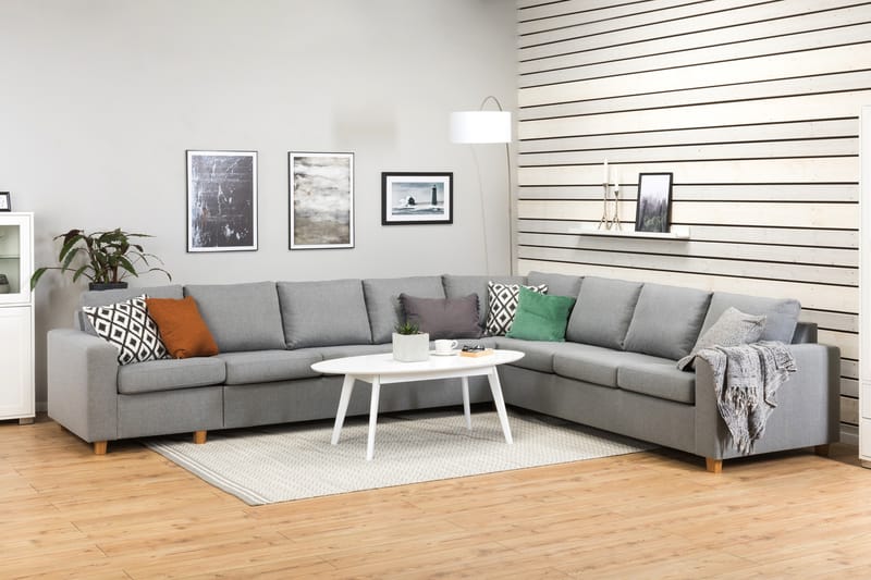 Crazy 7-seters Vendbar L-formet XX-Large Hjørnesofa i Stoff - Grå - Møbler - Sofaer - Hjørnesofaer