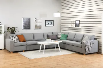 Crazy 7-seters Vendbar L-formet XX-Large Hjørnesofa i Stoff - Grå - Møbler - Sofaer - Hjørnesofaer