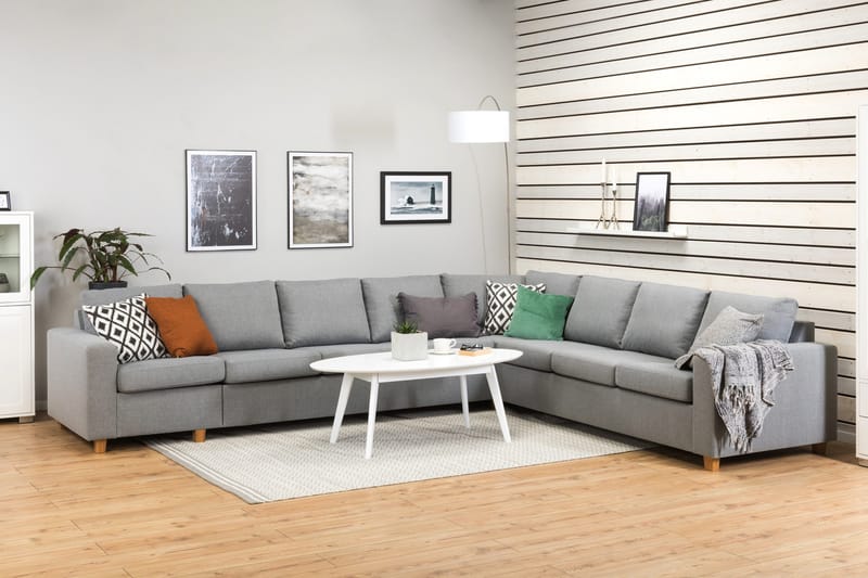 Crazy 7-seters Vendbar L-formet XX-Large Hjørnesofa i Stoff - Grå - Møbler - Sofaer - Hjørnesofaer