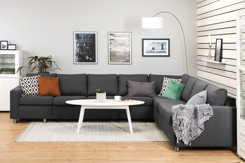 Crazy 7-seters Vendbar L-formet XX-Large Hjørnesofa i Stoff - Mørk grå - Møbler - Sofaer - Hjørnesofaer