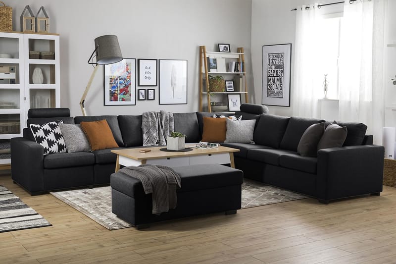 Crazy 7-seters Vendbar L-formet XX-Large Hjørnesofa i Stoff - Mørk grå - Møbler - Sofaer - Hjørnesofaer