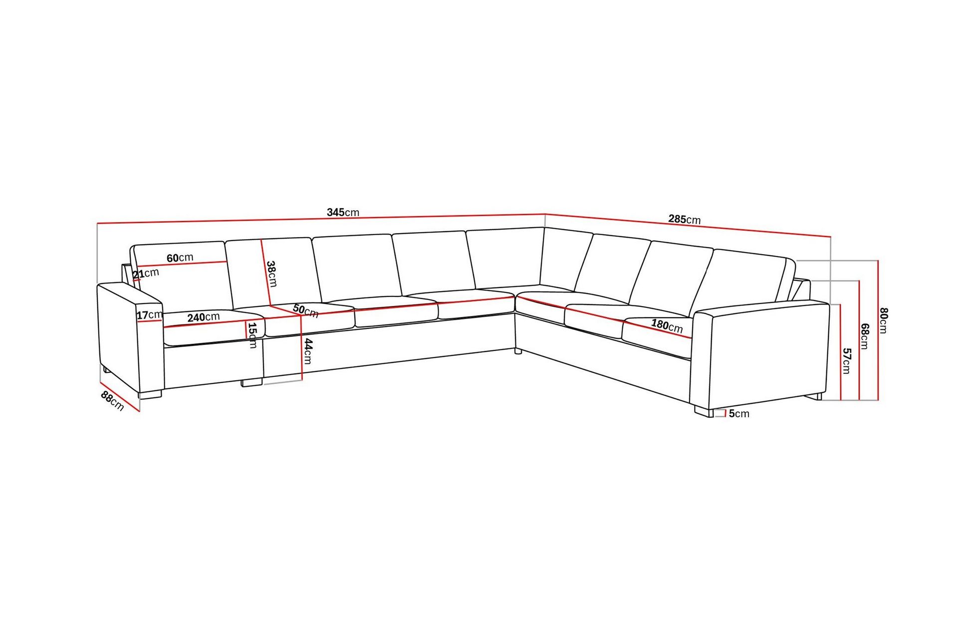 Crazy 7-seters Vendbar L-formet XX-Large Hjørnesofa i Stoff - Mørk grå - Møbler - Sofaer - Hjørnesofaer
