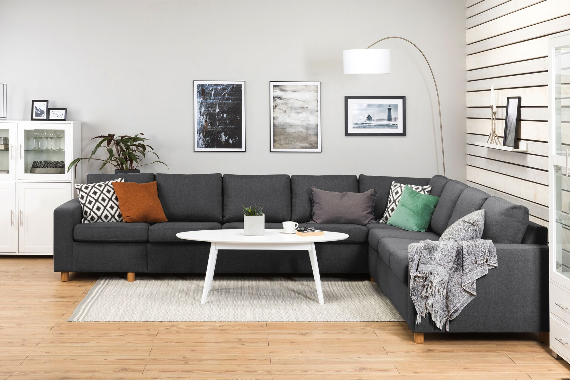 Crazy 7-seters Vendbar L-formet XX-Large Hjørnesofa i Stoff - Mørk grå - Møbler - Sofaer - Hjørnesofaer