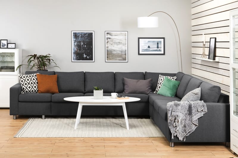 Crazy 7-seters Vendbar L-formet XX-Large Hjørnesofa i Stoff - Mørk grå - Møbler - Sofaer - Hjørnesofaer