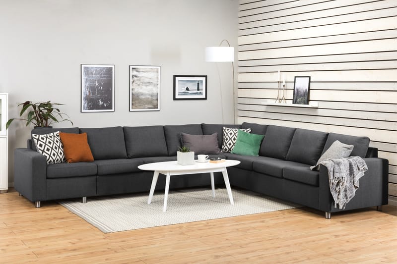 Crazy 7-seters Vendbar L-formet XX-Large Hjørnesofa i Stoff - Mørk grå - Møbler - Sofaer - Hjørnesofaer