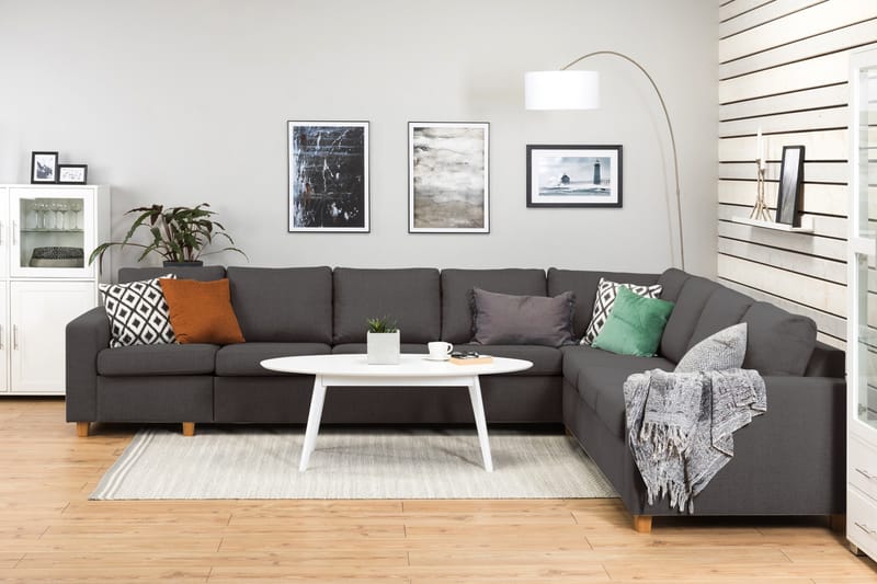 Crazy 7-seters Vendbar L-formet XX-Large Hjørnesofa i Stoff - Mørk grå - Møbler - Sofaer - Hjørnesofaer