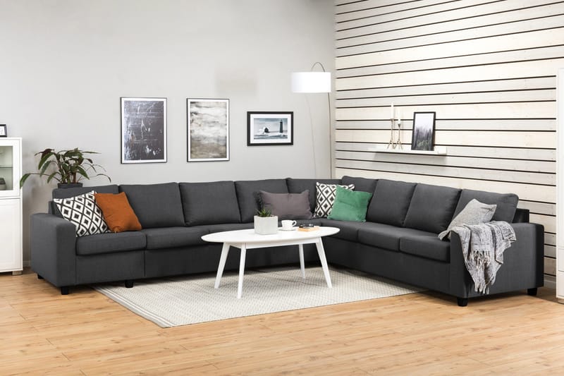Crazy 7-seters Vendbar L-formet XX-Large Hjørnesofa i Stoff - Mørk grå - Møbler - Sofaer - Hjørnesofaer