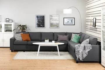 Crazy 7-seters Vendbar L-formet XX-Large Hjørnesofa i Stoff - Mørk grå - Møbler - Sofaer - Hjørnesofaer