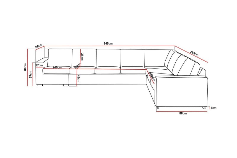 Crazy 7-seters Vendbar L-formet XX-Large Hjørnesofa i Stoff - Mørk grå - Møbler - Sofaer - Hjørnesofaer