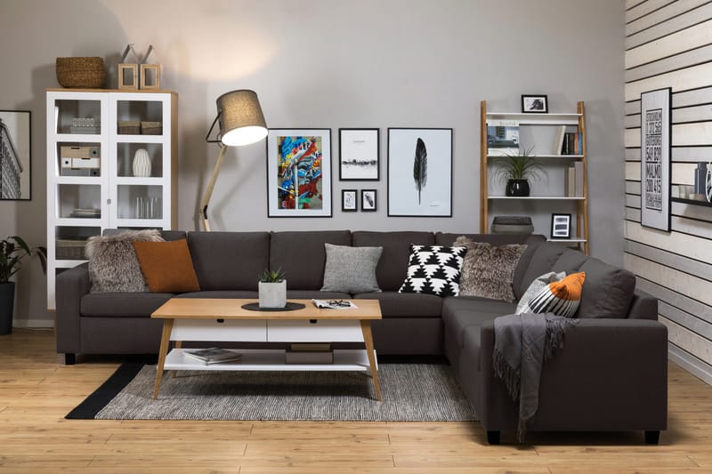 Crazy 7-seters Vendbar L-formet XX-Large Hjørnesofa i Stoff - Mørk grå - Møbler - Sofaer - Hjørnesofaer