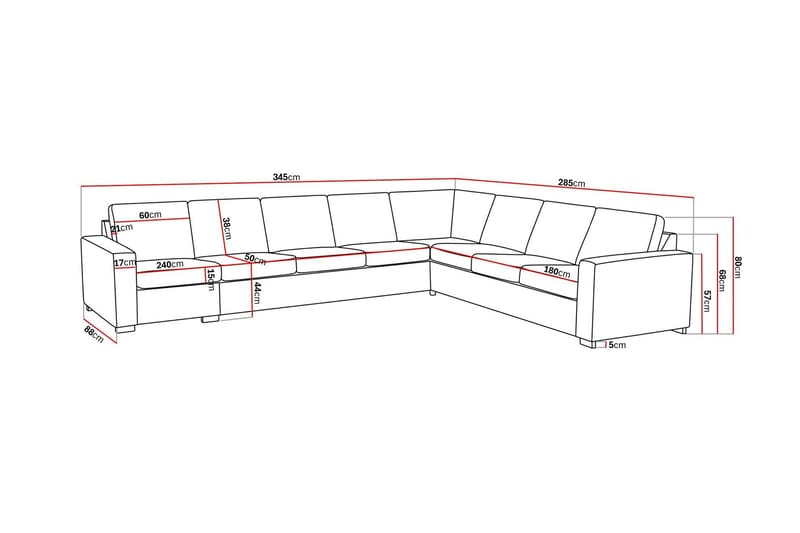 Crazy 7-seters Vendbar L-formet XX-Large Hjørnesofa i Stoff - Mørk grå - Møbler - Sofaer - Hjørnesofaer