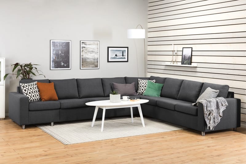 Crazy 7-seters Vendbar L-formet XX-Large Hjørnesofa i Stoff - Mørk grå - Møbler - Sofaer - Hjørnesofaer