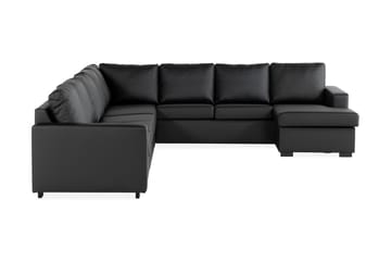 Crazy 7-seters Vendbar U-formet XX-Large Hjørnesofa med Divan i Kunstlær - Svart - Møbler - Sofaer - Hjørnesofaer - Hjørnesofa med divan