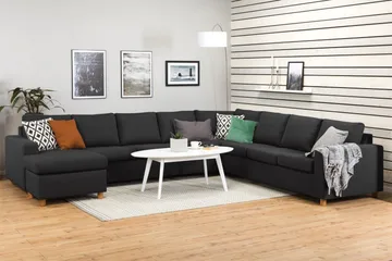 Crazy 7-seters Vendbar U-formet XX-Large Hjørnesofa med Divan i Stoff - Antrasitt - Møbler - Sofaer - Hjørnesofaer - Hjørnesofa med divan