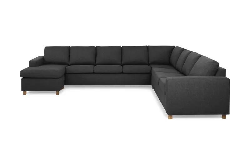 Crazy 7-seters Vendbar U-formet XX-Large Hjørnesofa med Divan i Stoff, Antrasitt