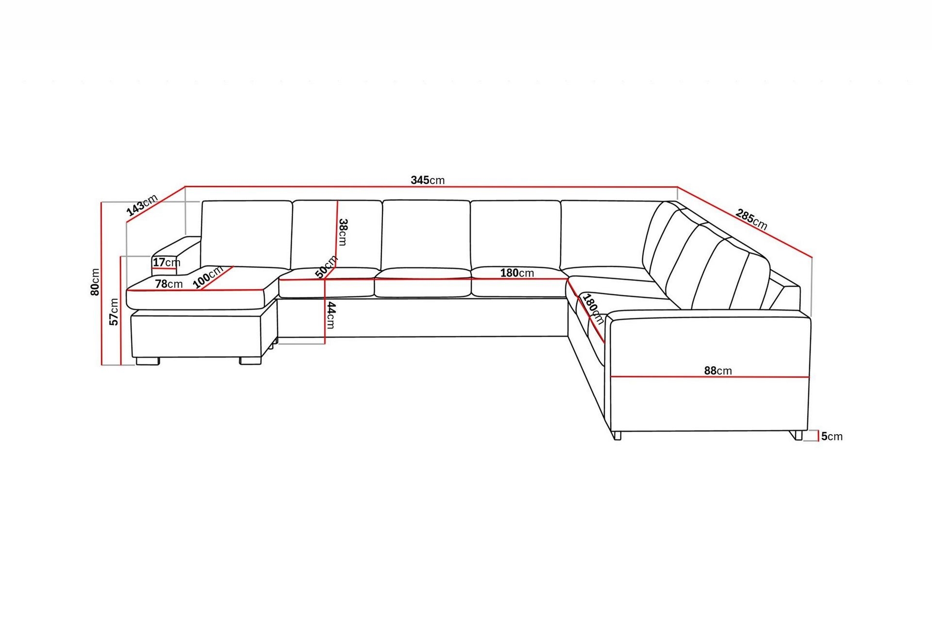 Crazy 7-seters Vendbar U-formet XX-Large Hjørnesofa med Divan i Stoff - Beige - Møbler - Sofaer - Hjørnesofaer - Hjørnesofa med divan