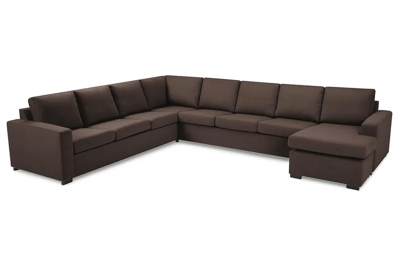 Crazy 7-seters Vendbar U-formet XX-Large Hjørnesofa med Divan i Stoff - Brun - Møbler - Sofaer - Hjørnesofaer - Hjørnesofa med divan