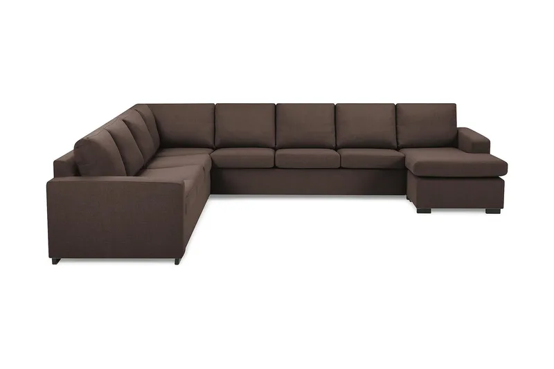 Crazy 7-seters Vendbar U-formet XX-Large Hjørnesofa med Divan i Stoff, Brun