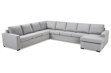 Crazy 7-seters Vendbar U-formet XX-Large Hjørnesofa med Divan i Stoff - Grå - Møbler - Sofaer - Hjørnesofaer - Hjørnesofa med divan