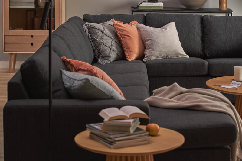 Crazy 7-seters Vendbar U-formet XX-Large Hjørnesofa med Divan i Stoff - Mørk grå / Antrasitt - Møbler - Sofaer - Hjørnesofaer - Hjørnesofa med divan