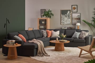 Crazy 7-seters Vendbar U-formet XX-Large Hjørnesofa med Divan i Stoff - Mørk grå / Antrasitt - Møbler - Sofaer - Hjørnesofaer - Hjørnesofa med divan
