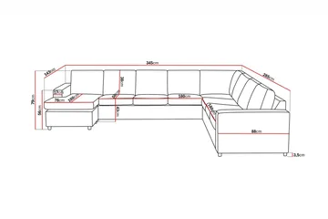Crazy 7-seters Vendbar U-formet XX-Large Hjørnesofa med Divan i Stoff - Mørk grå / Antrasitt - Møbler - Sofaer - Hjørnesofaer - Hjørnesofa med divan