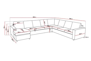 Crazy 7-seters Vendbar U-formet XX-Large Hjørnesofa med Divan i Stoff - Mørk grå / Antrasitt - Møbler - Sofaer - Hjørnesofaer - Hjørnesofa med divan