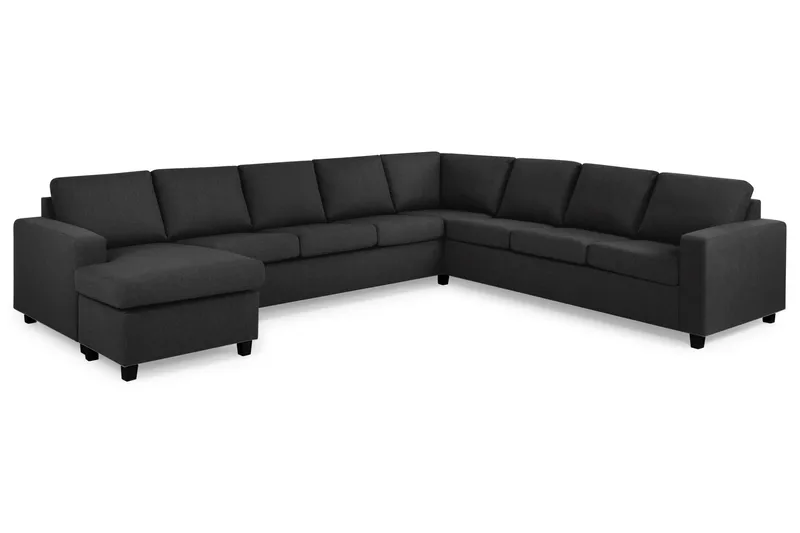 Crazy 7-seters Vendbar U-formet XX-Large Hjørnesofa med Divan i Stoff - Mørk grå / Antrasitt - Møbler - Sofaer - Hjørnesofaer - Hjørnesofa med divan