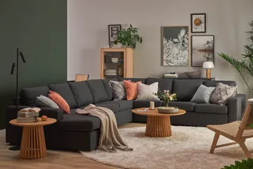 Crazy 7-seters Vendbar U-formet XX-Large Hjørnesofa med Divan i Stoff - Mørk grå / Antrasitt - Møbler - Sofaer - Hjørnesofaer - Hjørnesofa med divan