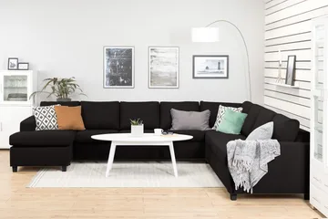 Crazy 7-seters Vendbar U-formet XX-Large Hjørnesofa med Divan i Stoff - Mørk grå / Antrasitt - Møbler - Sofaer - Hjørnesofaer - Hjørnesofa med divan