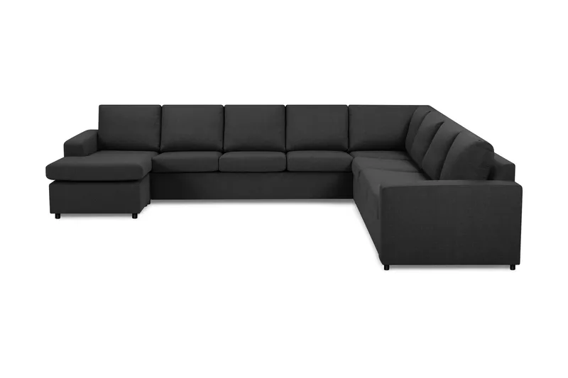 Crazy 7-seters Vendbar U-formet XX-Large Hjørnesofa med Divan i Stoff, Mørk grå / Antrasitt