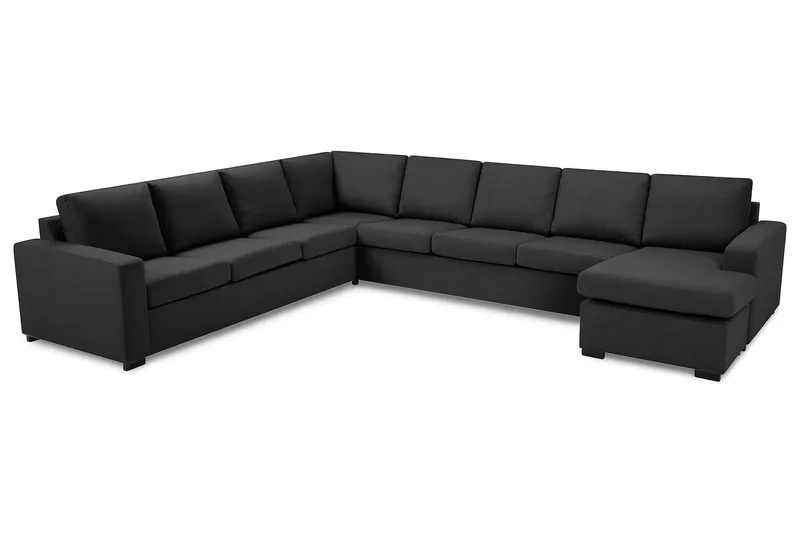 Crazy 7-seters Vendbar U-formet XX-Large Hjørnesofa med Divan i Stoff - Mørk grå - Møbler - Sofaer - Hjørnesofaer - Hjørnesofa med divan