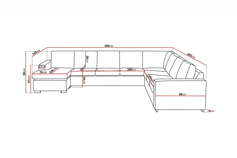 Crazy 7-seters Vendbar U-formet XX-Large Hjørnesofa med Divan i Stoff - Mørk grå - Møbler - Sofaer - Hjørnesofaer - Hjørnesofa med divan