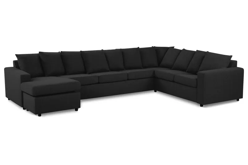 Crazy 7-seters Venstrevendt U-formet XX-Large Hjørnesofa med Divan i Stoff - Antrasitt - Møbler - Sofaer - Hjørnesofaer - Hjørnesofa med divan