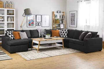 Crazy 7-seters Venstrevendt U-formet XX-Large Hjørnesofa med Divan i Stoff - Antrasitt - Møbler - Sofaer - Hjørnesofaer - Hjørnesofa med divan