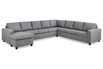 Crazy 7-seters Venstrevendt U-formet XX-Large Hjørnesofa med Divan i Stoff - Grå - Møbler - Sofaer - Hjørnesofaer - Hjørnesofa med divan
